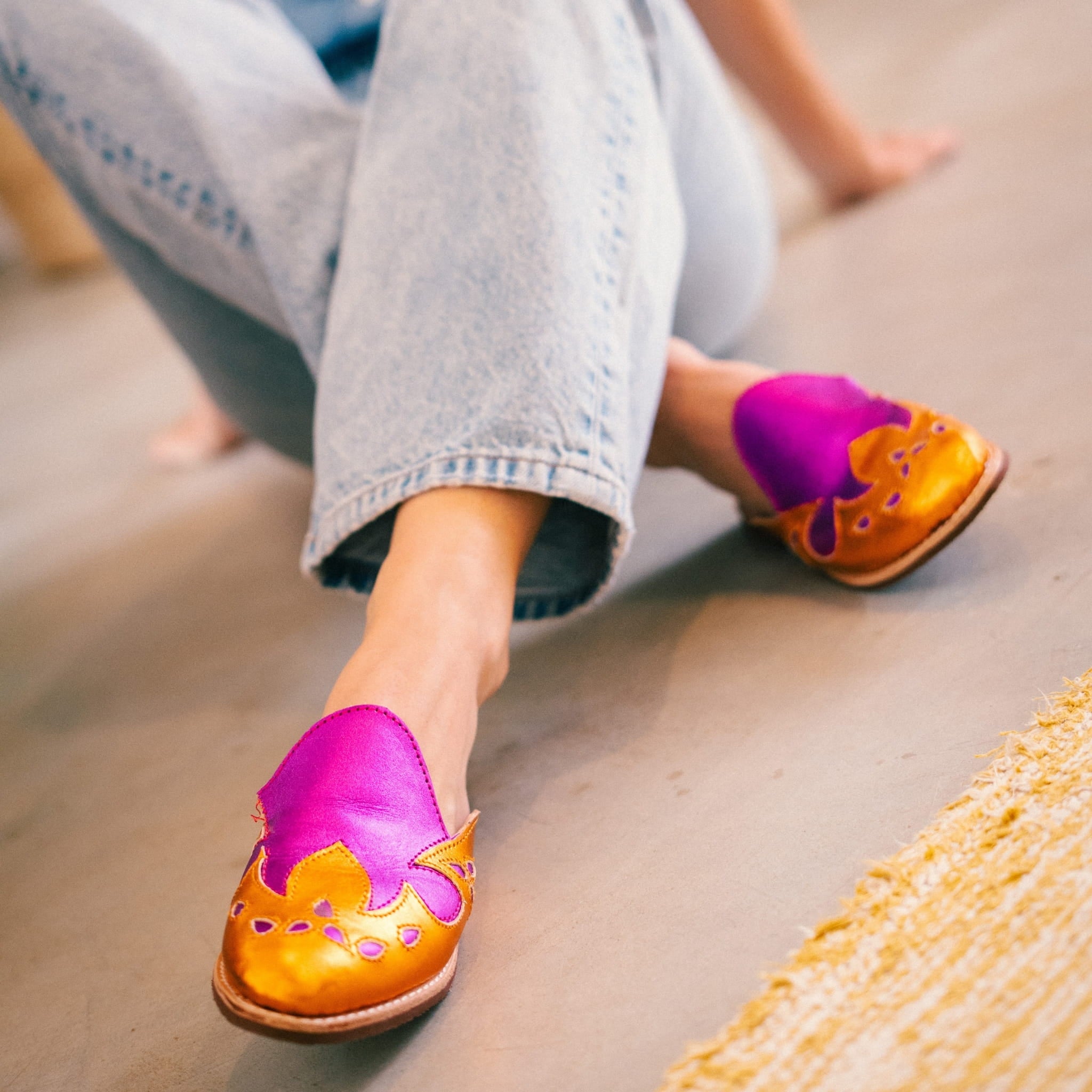 SANTIAGO ORANGE ROSE FLASHY - MULE FEMME MAPACHE