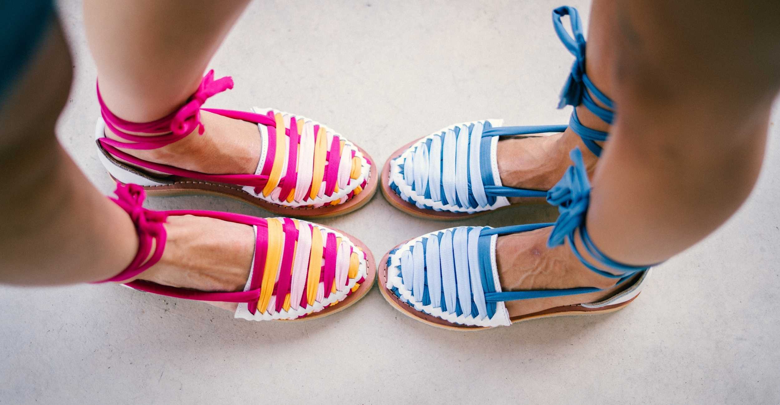 Huarache en cuir et nylon Ilona Coco Rose face à huarache en cuir et nylon Ilona Coco Layette