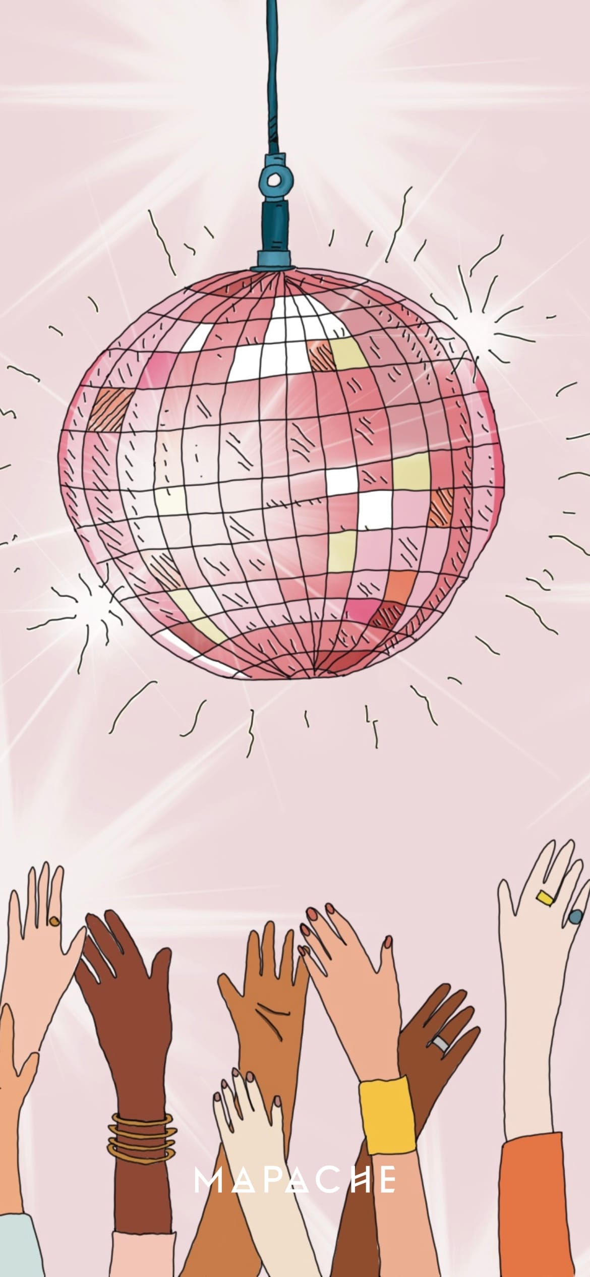 Fond d'écran - Boule disco avec bras levés vers le haut