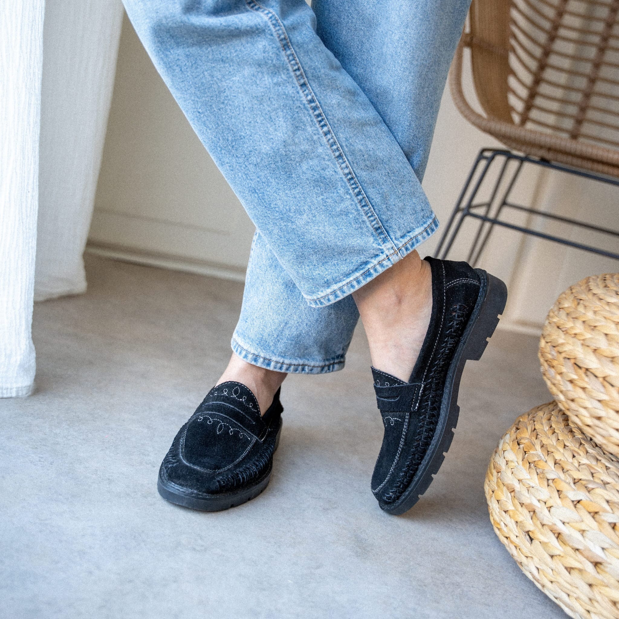 ERNESTO SUEDE NOIR - MOCASSIN HOMME MAPACHE